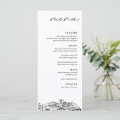 Anchorage Skyline Modern Wedding Dinner Menu (Staand voorkant)