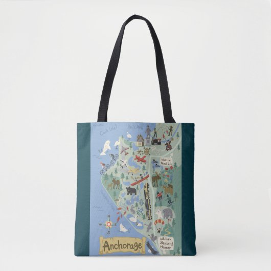 Anchorage stadsplattegrond Canvas tas (Voorkant)