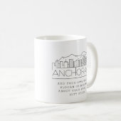 Anchorage Stylized Skyline | Aangepaste slogan  Koffiemok (Voorkant rechts)
