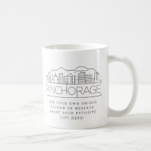 Anchorage Stylized Skyline | Aangepaste slogan 
