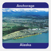 Anchorage, Uitzicht Alaska Vierkante Sticker (Voorkant)