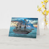 ANCHORED PIRATE SHIP OP SUNSET KAART (Gele Bloem)