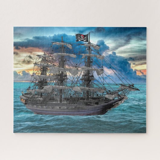 ANCHORED PIRATE SHIP OP SUNSET LEGPUZZEL (Horizontaal)