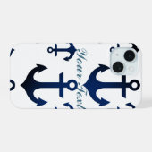 Anchors Ahoy Nautical iPhone 15 Case (Achterkant horizontaal)