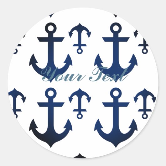 Anchors Ahoy Nautical Ronde Sticker (Voorkant)