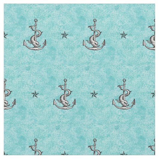 Anchors and Stars Pattern - Festina Lente Stof (Close Up)