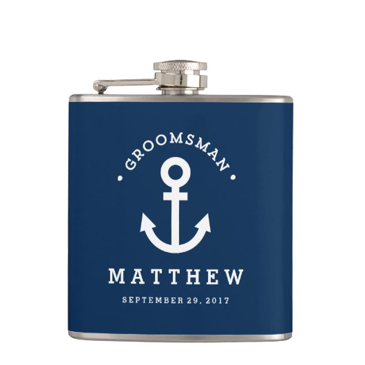 Anchors Away Groomsman Heupfles (Voorkant)