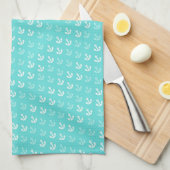 Anchors Away Kitchen Towel in Seafoam Theedoek (Quarter Fold)