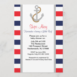 Anchors Away Nautical Baby shower Invitation Kaart