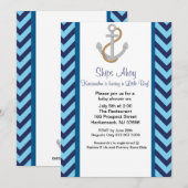 Anchors Away Nautical Baby shower Invitation Kaart (Voorkant / Achterkant)