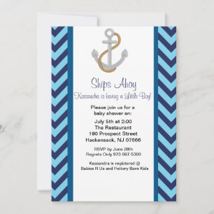 Anchors Away Nautical Baby shower Invitation Kaart