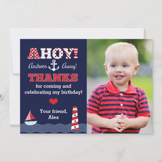 Anchors Away Nautical Photo Bedankt Opmerking (Voorkant)