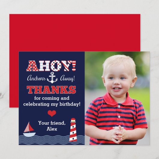 Anchors Away Nautical Photo Bedankt Opmerking (Voorkant / Achterkant)