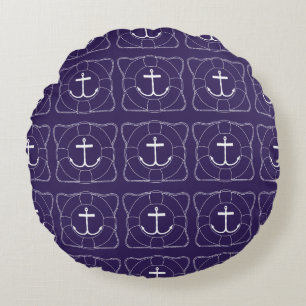 Anchors Away Pillow (Lite Print) Rond Kussen