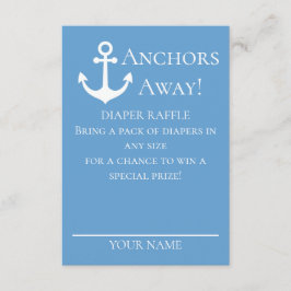 Anchors Away Sailboats Blue Diaper Raffle Baby Informatiekaartje