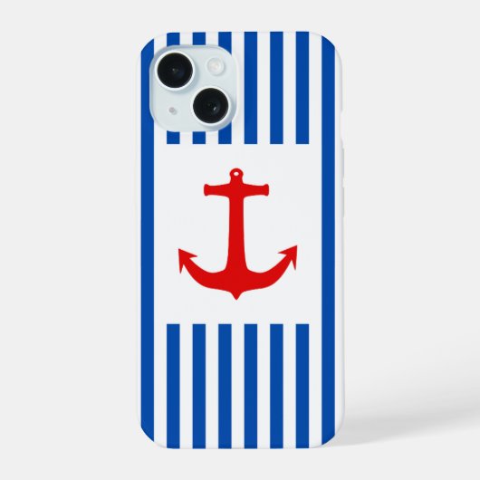 Anchors Away Telefoonhoes (rood en blauw) iPhone 15 Case (Achterkant)