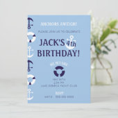 Anchors Aweigh Birthday Invitation Kaart (Staand voorkant)