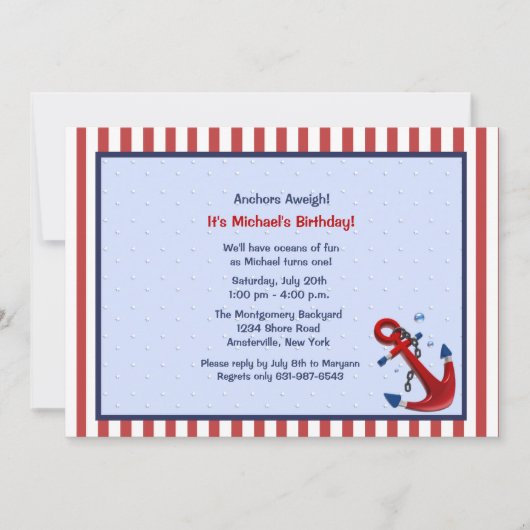Anchors Aweigh Birthday Party Invitation Kaart (Voorkant)
