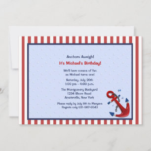 Anchors Aweigh Birthday Party Invitation Kaart