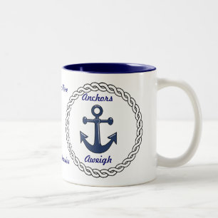Anchors Aweigh Personalized Mug Tweekleurige Koffiemok