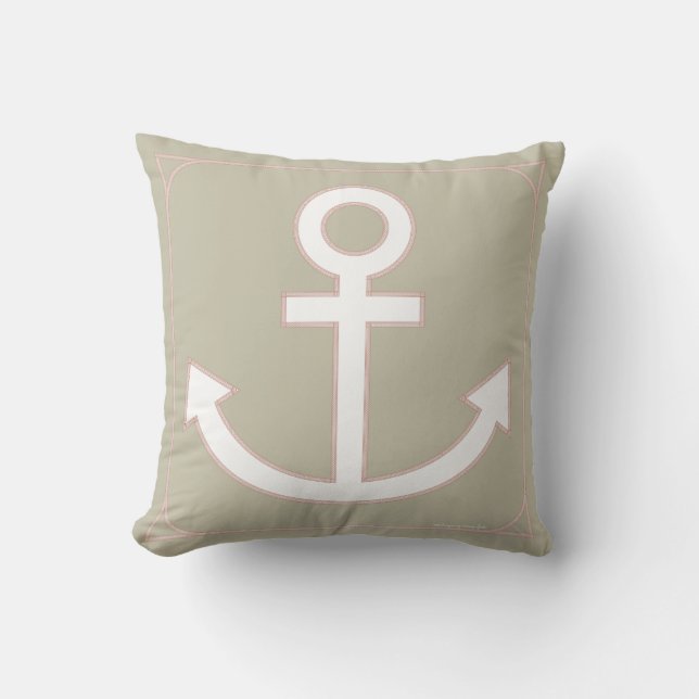Anchors Aweigh Seafarer Pillow in Sand Kussen (Voorkant)