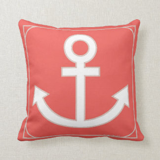 Anchors Aweigh Seafarer Pillow in Tangerine Kussen
