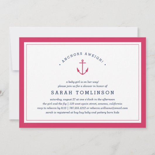 Anchors Aweigh | Uitnodiging tot Nautisch Baby sho (Voorkant)