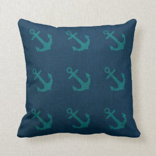 Anchors in Ocean Blue Green Kussen