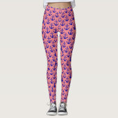 Anchors Nautical Beach Patroon | Blauwe zalmroze Leggings (Voorkant)