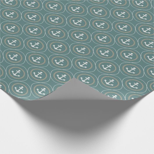 Anchors Nautical Dark Sage Green Sailor Circles Cadeaupapier (Hoek)