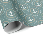 Anchors Nautical Dark Sage Green Sailor Circles Cadeaupapier (Rol Hoek)