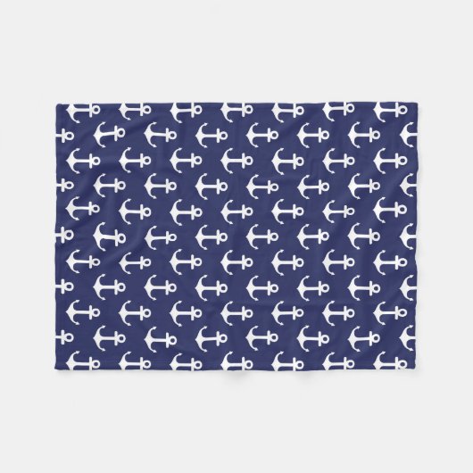 Anchors Navy Blue - Fleece Blanket (Voorkant (Horizontaal))