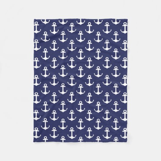 Anchors Navy Blue - Fleece Blanket Deken (Voorkant)