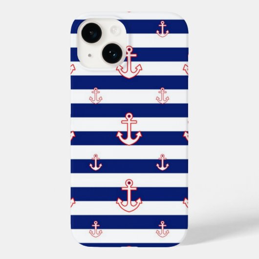 Anchors op blauwe strepen in autische stijl Case-Mate iPhone case (Achterkant)