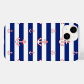 Anchors op blauwe strepen in autische stijl Case-Mate iPhone case (Achterkant (horizontaal))
