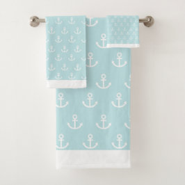 Anchors op lichtblauw bad handdoek