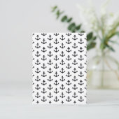 Anchors Pattern Nautical Black White Sailor Briefkaart (Staand voorkant)