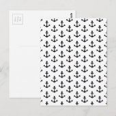 Anchors Pattern Nautical Black White Sailor Briefkaart (Voorkant / Achterkant)
