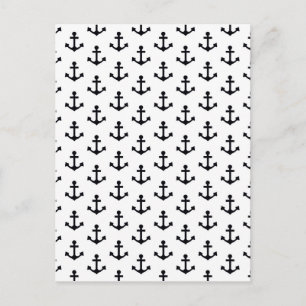 Anchors Pattern Nautical Black White Sailor Briefkaart