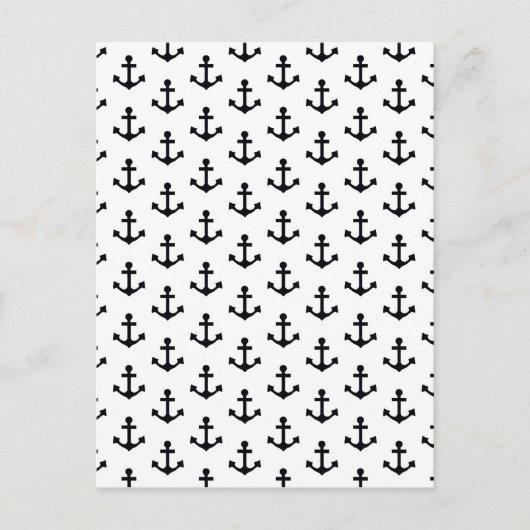 Anchors Pattern Nautical Black White Sailor Briefkaart (Voorkant)