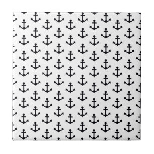Anchors Pattern Nautical Black White Sailor Tegeltje