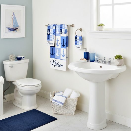Anchors personalized bath towel set bad handdoek