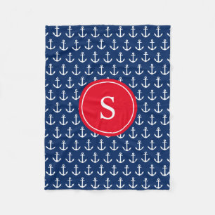 Anchors voor de Rode en Navy weg   Fleece Blanket Deken