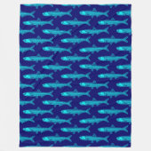 Anchovy Pattern - Cyaan en diepe marine Fleece Deken (Voorkant)