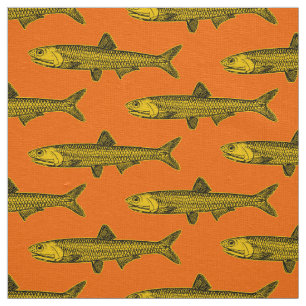 Anchovypatroon - Amber, Zwart en Sinaasappel Stof