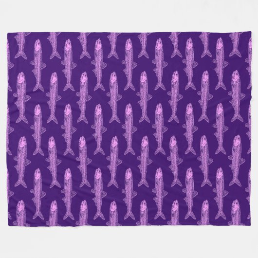 Anchovypatroon - Licht violet en diep Paarse Fleece Deken (Voorkant (Horizontaal))