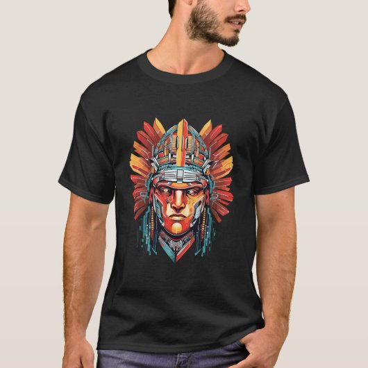 Ancien Aztec Warrior Mystiek Abstract T-shirt (Voorkant)