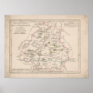 Ancienne Carte - Departement Dordogne Poster