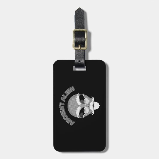 Ancient Alien Head Newsprint Bagagelabel (Voorkant verticaal)