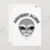 Ancient Alien Head Newsprint Briefkaart (Voorkant / Achterkant)